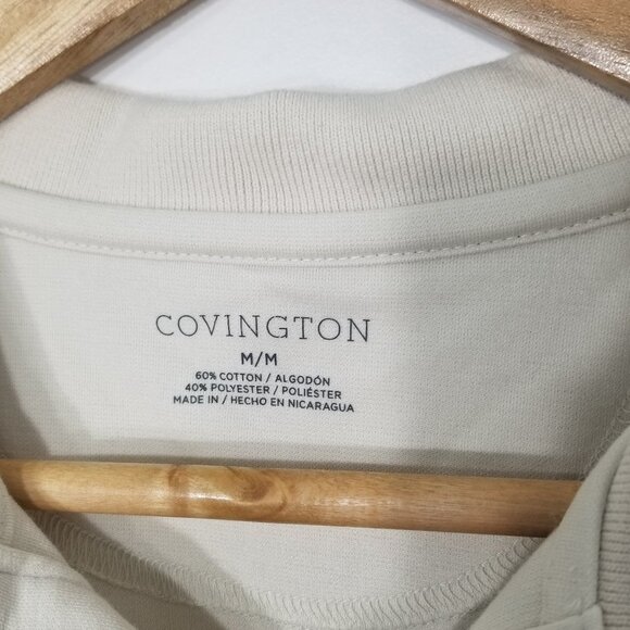 Covington 90s Mens Cream Polo Short Sleeve Two Button Cotton Blend Size Medium - Picture 4 of 8